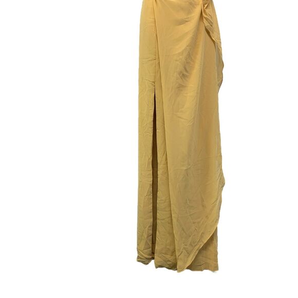 AZAZIE Women Gold Chiffon Tank Maxi Fit & Flare Prom Bridesmaid Dress Sz C Large - Picture 5 of 12